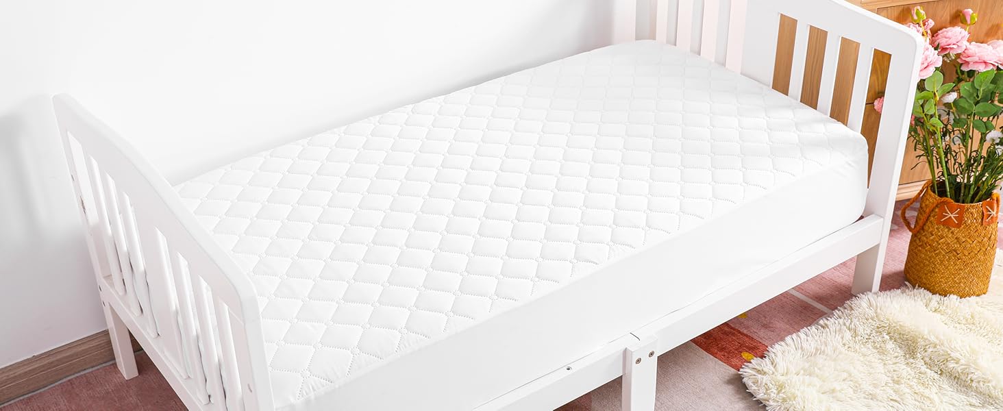 2 Pack Waterproof Crib Mattress Protector, Quilted 28"x52" Toddler Fitted Sheet - Machine Washable - Soft and Breathable Mattress Pad Cover for Crib, Nursery, Daycare, Cot, Black