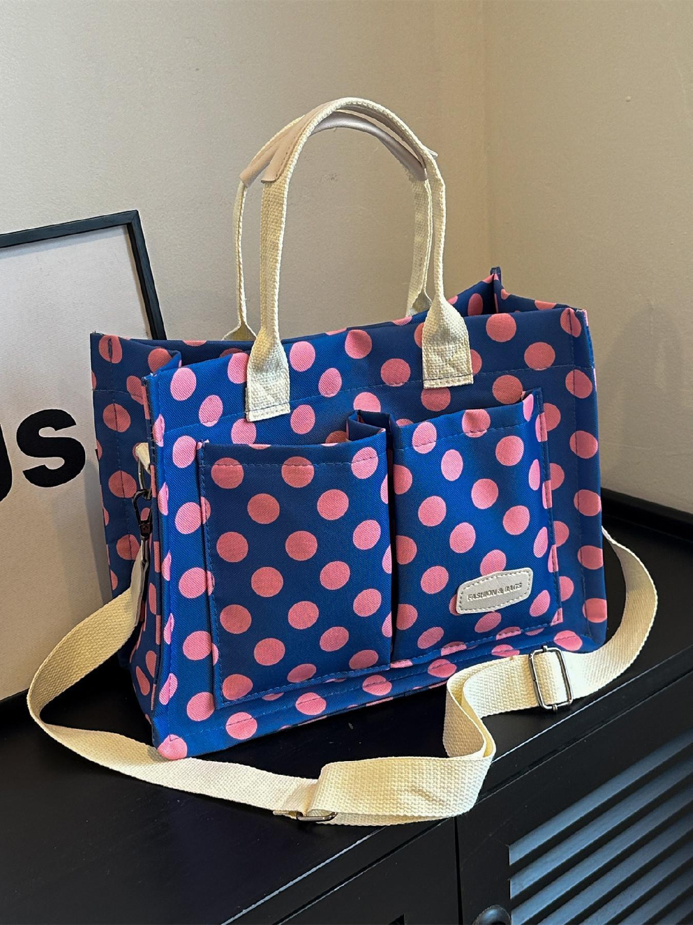 Summer Everything Tote Bag for Women, Plain/Cherry Pattern Work Bag, Everyday Shoulder Bag, Trendy Versatile Commuting Bag, Girl Large Beach Bags