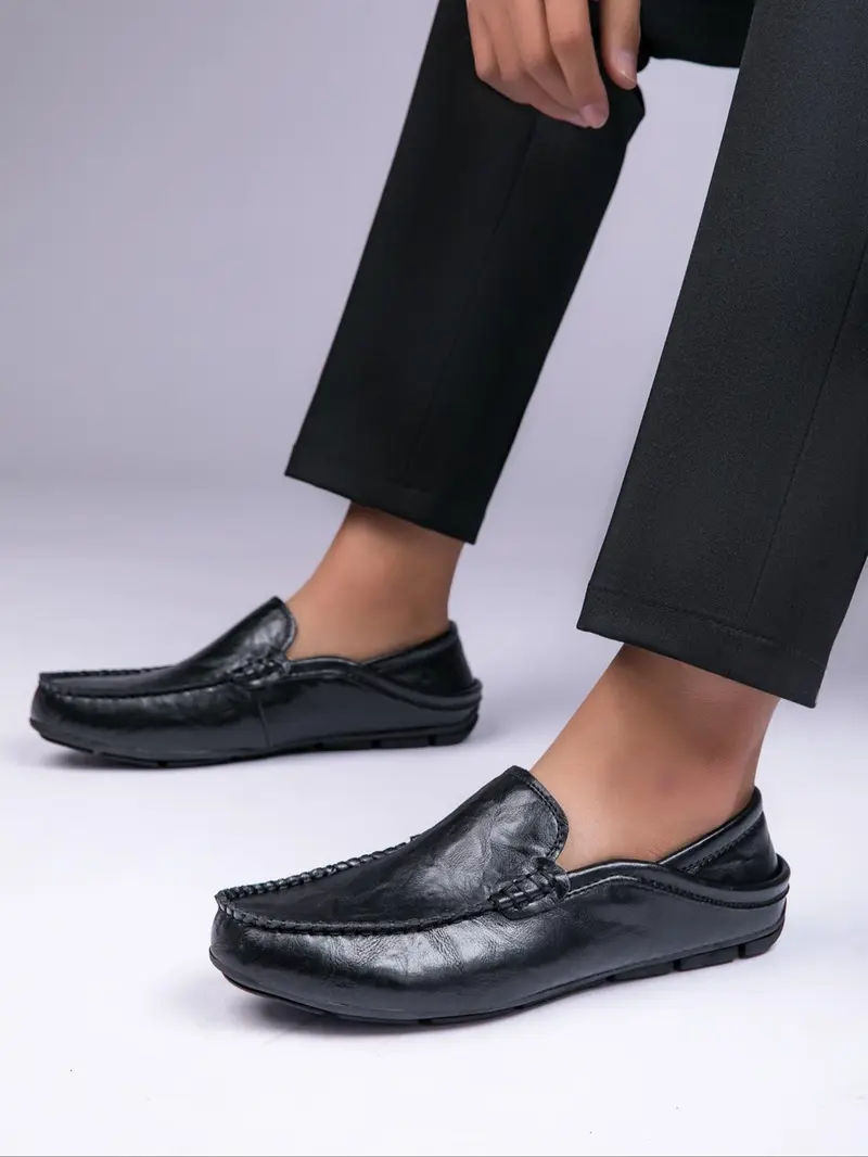 Men's Business Style Solid Color Slip-on Loafers, Casual Comfortable Breathable Walking Shoes, Fashionable Shoes for Daily Wear, Boy