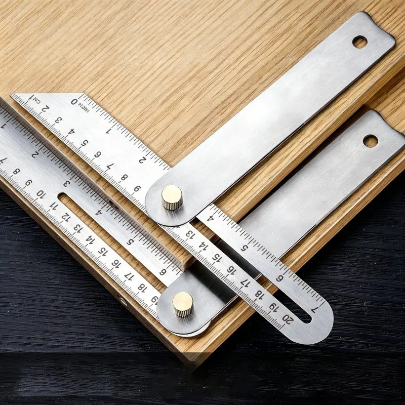 2pcs Premium Sliding T-Bevel Gauge, Thickened Stainless Steel Adjustable Angle Finder with Solid Brass Locking Nut, Metric & Imperial Woodworking Measuring Tool, Hand Measuring Tool