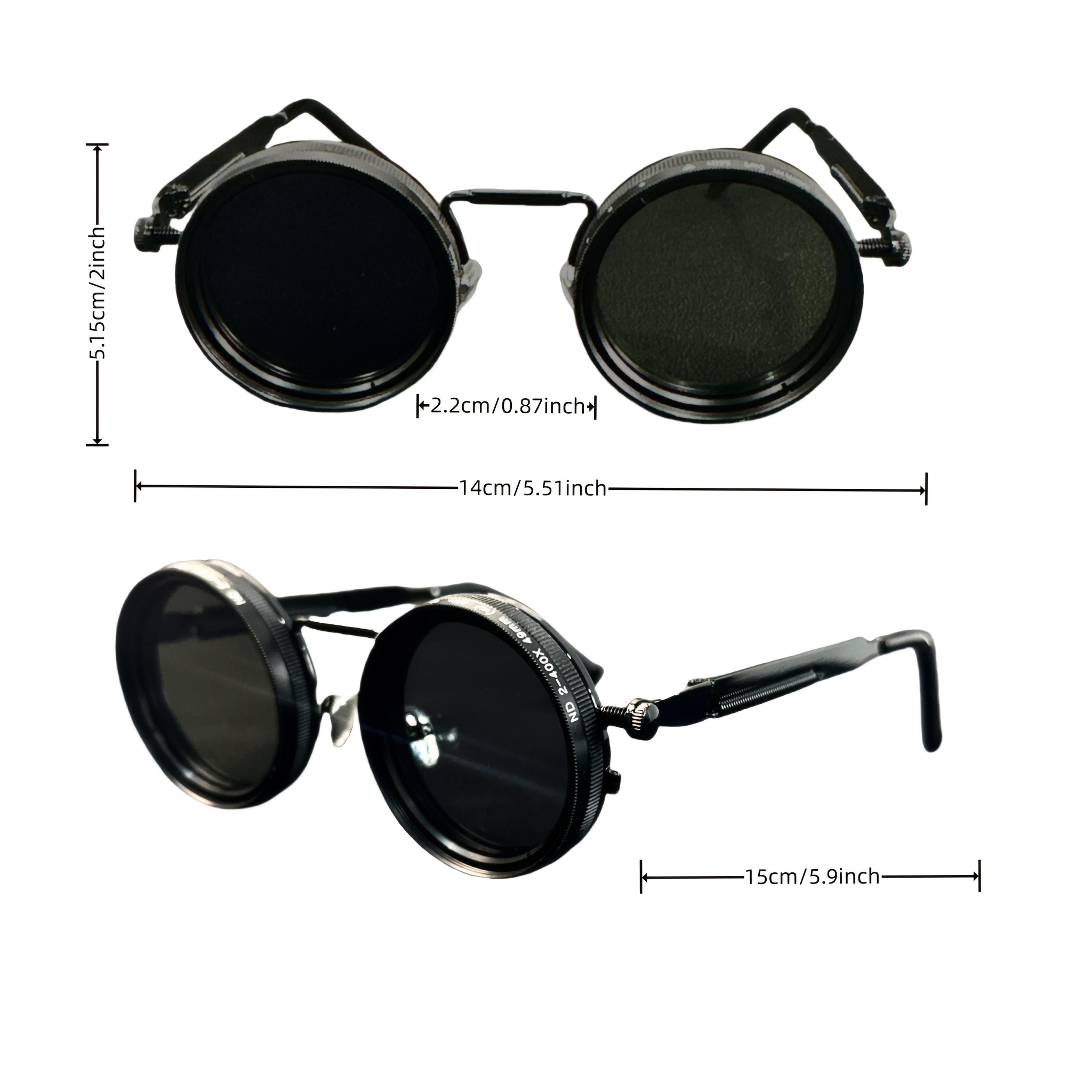 Men's Vintage Steampunk Spinner Glasses, Adjustable Brightness Alloy Frame with Black Gray Gradient Lenses, Interchangeable Lens System, Boho Style Eyewear Accessory for Parties & Casual Wear