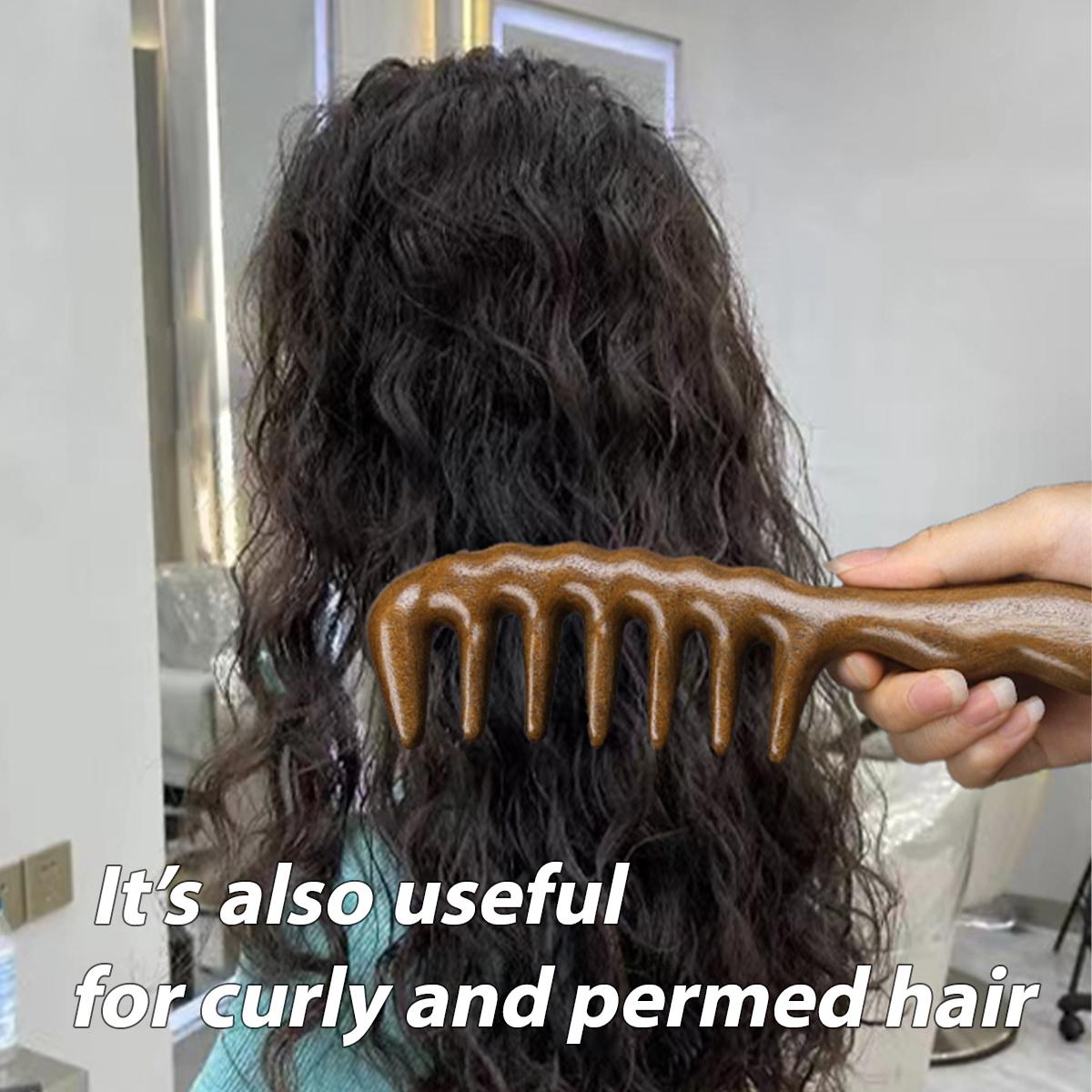 Wooden Wide Tooth Hair Comb, 1 Count Scalp Massage Comb, Curly Hair Detangling & Styling Tool, Hairdressing Comb for Women and Men, Hair Care Comb