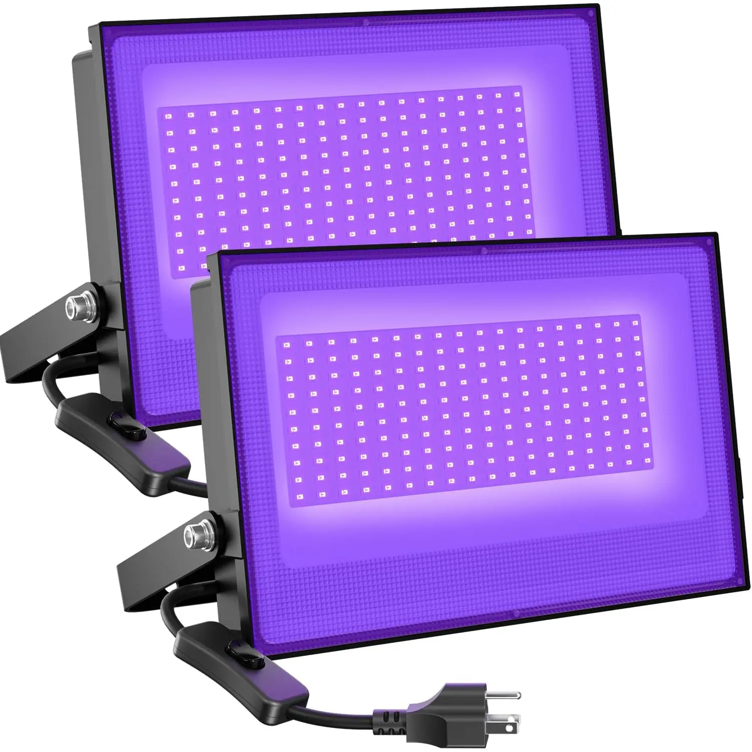 LED Black Light 2 Pack, 100W Blacklight with Plug for Glow Party