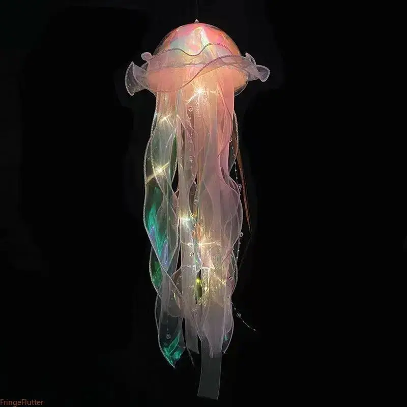 Glowing Jellyfish LED Lantern, Color-Shifting Handheld Night Light, Hanging Ornament for Girly Room & Ocean Themed Decor