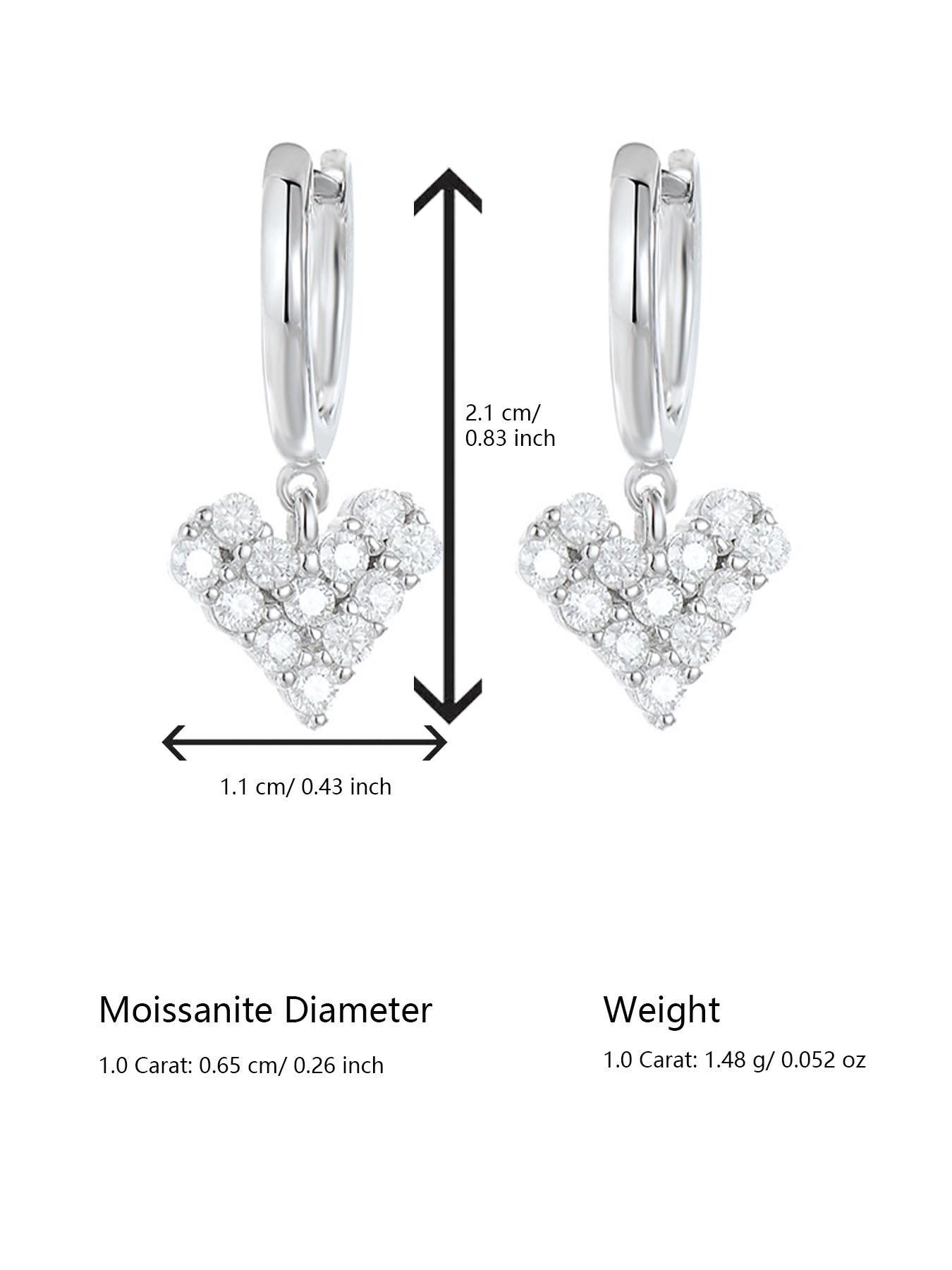 S925 Sterling Silver Heart Shaped Artificial Moissanite Decor Earrings, Elegant Jewelry for Women for Party, Daily Clothing Decor, Trendy All-match & Exquisite Jewelry for Gift, Valentine's Day, Gift