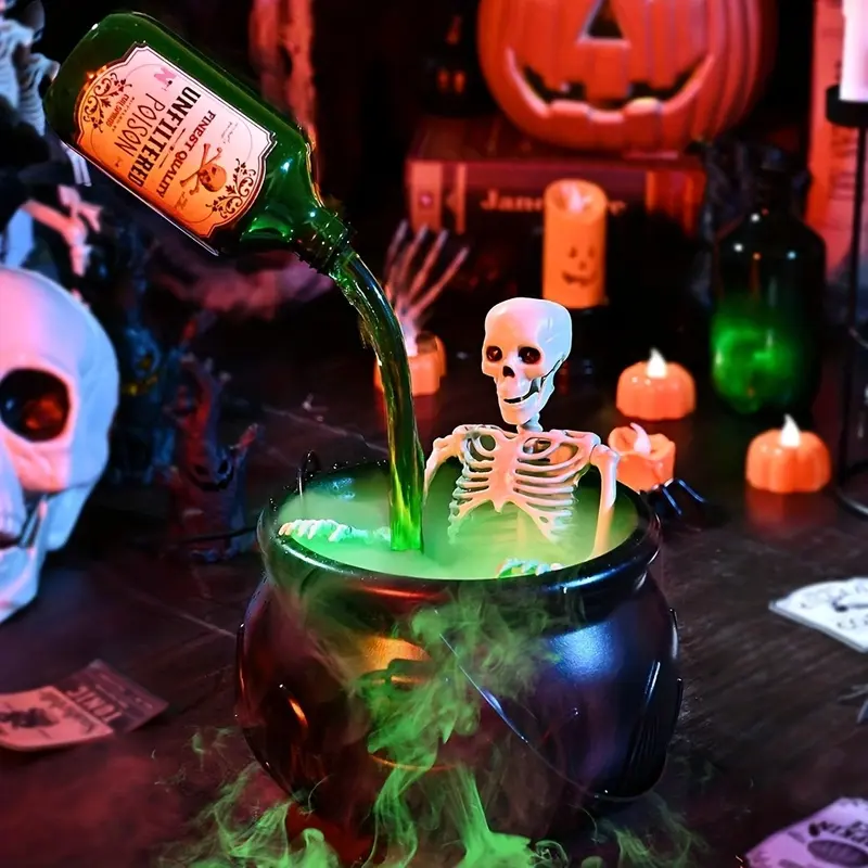 Witch Cauldron with Floating Potion Bottle & Diffuser - Halloween Decor, Gothic Home Decor for Kitchen/Living Room