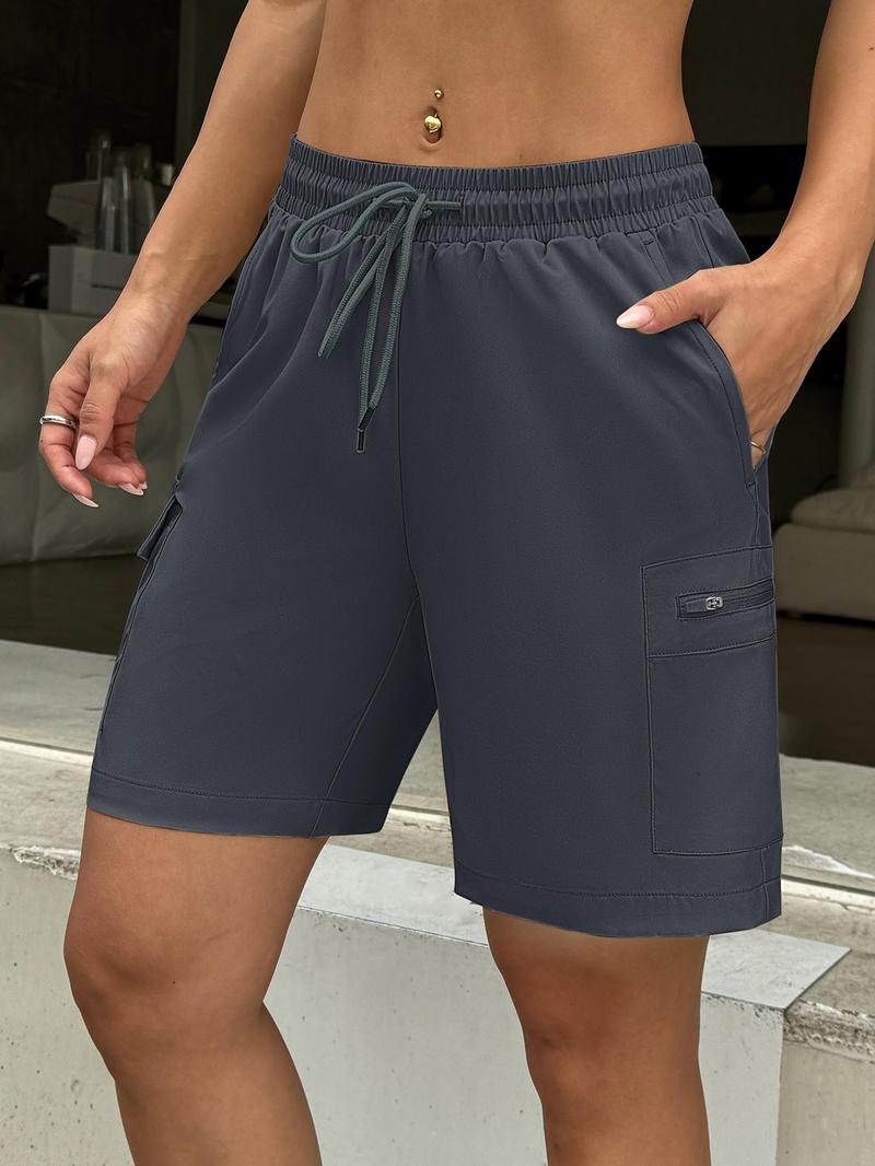 Women's Solid Color Wide Leg Shorts, Casual Comfy Breathable Quick Drying Shorts for Outdoor Daily Wear, Ladies Bottoms for Summer