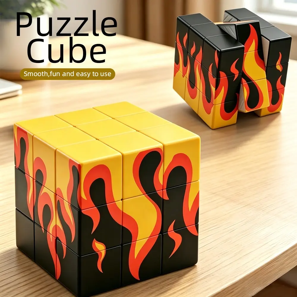 3x3 Fire Cube Puzzle, Fun Puzzle, Flame Puzzle Cube Toy, Flame Patterns, 3x3x3 UV Printed Cube, Ideal for Beginners, Beginner Friendly, Collectible Souvenir, Best Holiday Gift