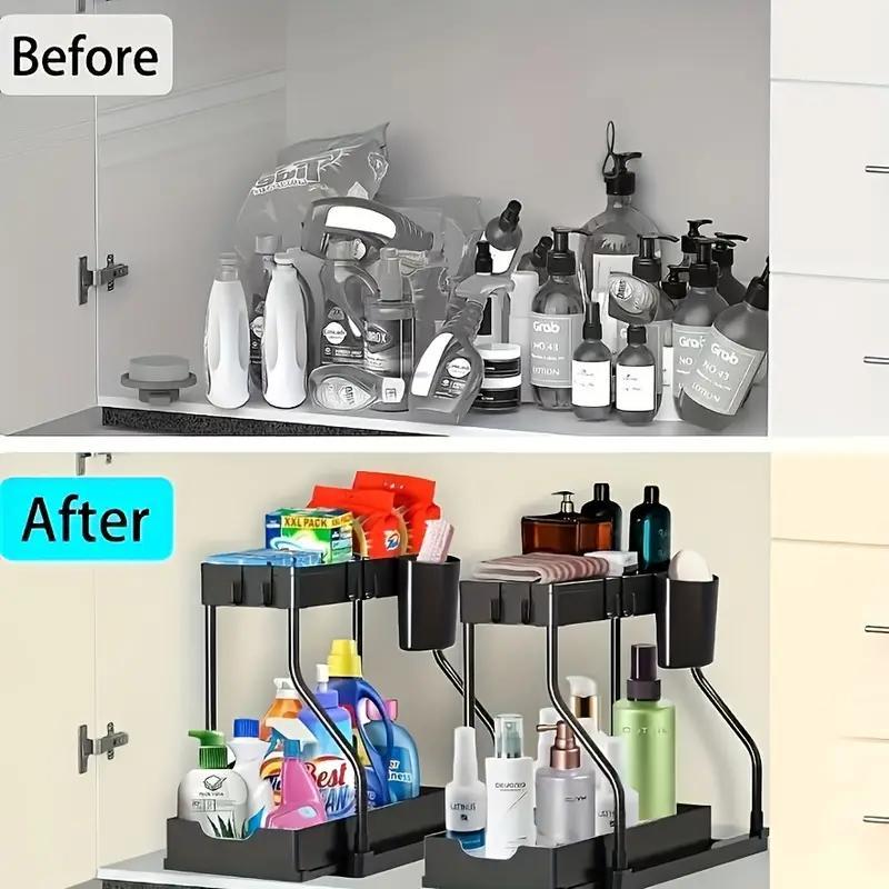 2-Layer Pull-Out Storage Rack, Large-Capacity Drawer, Home Organizer for Kitchen and Bathroom #GLOBAL PICKS