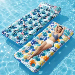 2 Pack Inflatable Pool Float Mat, Giant Pool Floats Adult Size with Headrest, Lake Float Raft Water Lounger, Multi-Purpose Swimming Pool Floats for Pool Party, Summertime Beach, Outdoorfidget toys