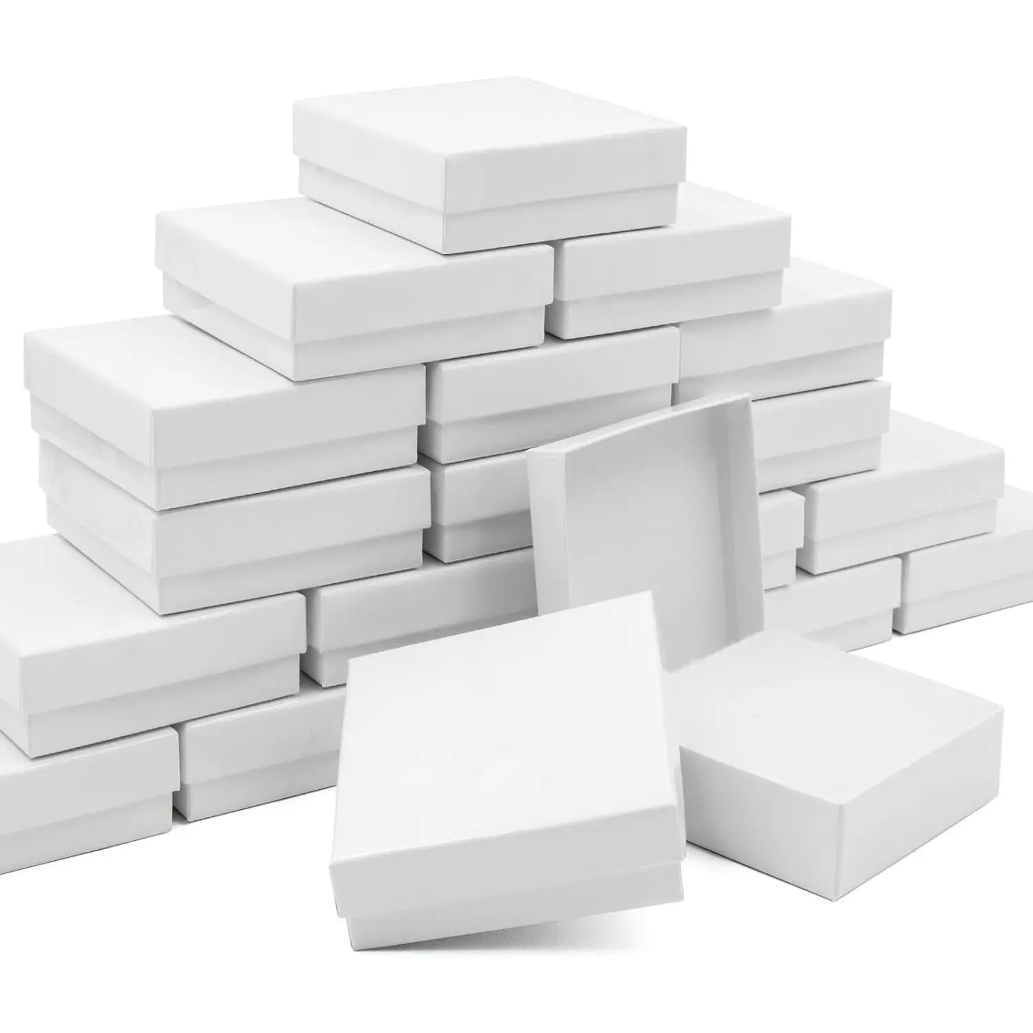 Cardboard Jewelry White Gift Boxes 20 Pack 3.5×3.5×1 inches, its apply to displaying necklaces, rings, bracelets, earrings