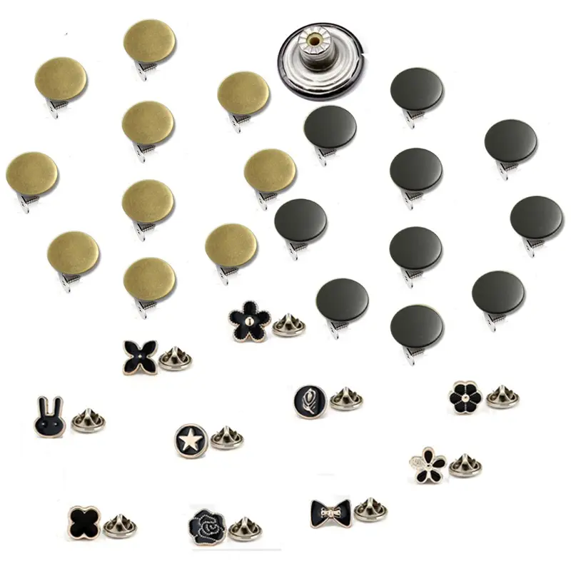 Flat Copper I-Shaped Metal Buttons Wholesale - Ready Stock - 17MM Buttons for Denim Jackets, Jeans, and Suspender Pants
