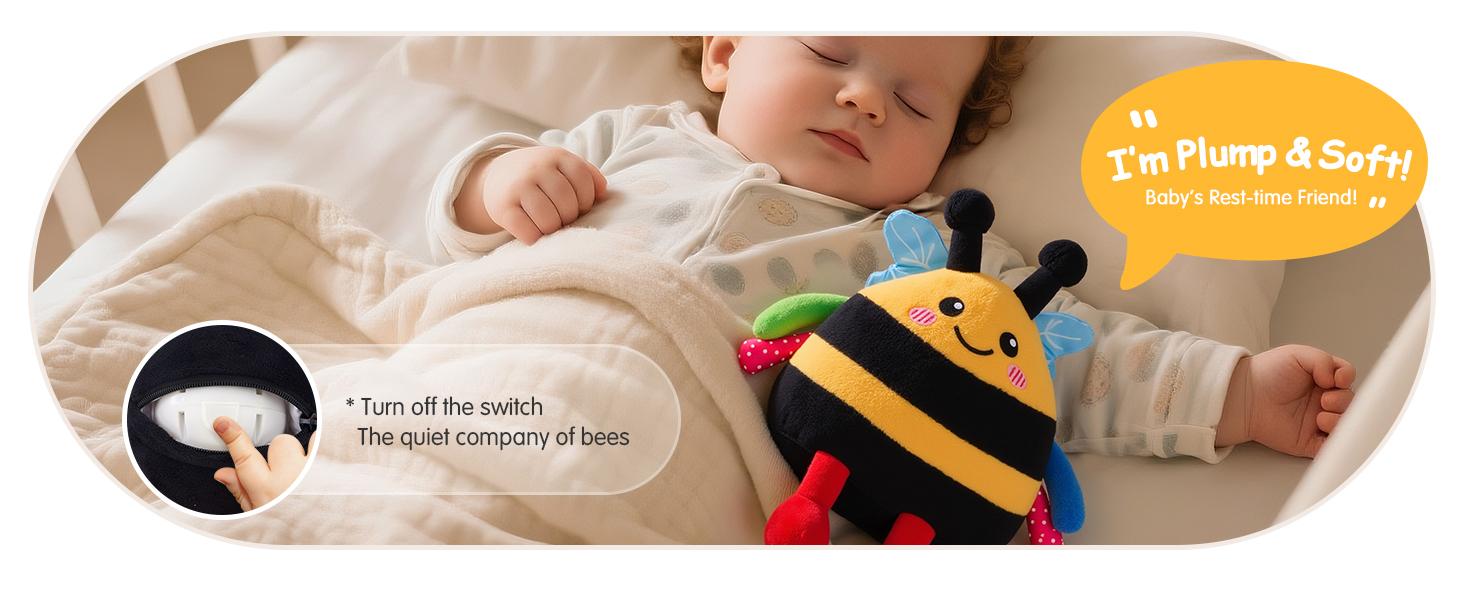 Baby Toy for 6 + 12 18 Months – Crawling Musical Dancing Bouncing Learning Bee Plush, Interactive Tummy Time Toy for 1 2 3 Year Old Boys Girls Baby Easter Basket Stuffers