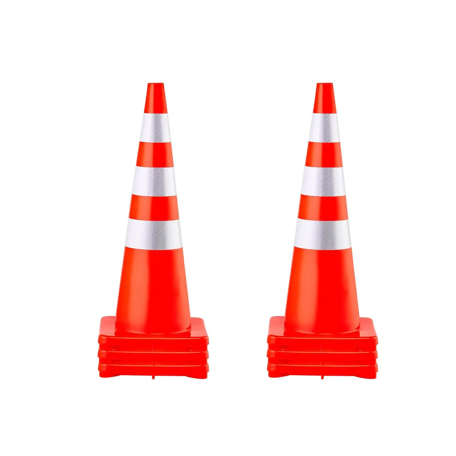 【DealsForYouDays】VEVOR Safety Cones, 6x 36" Traffic Cones, PVC Orange Construction Cones, Reflective Collars Traffic Cones with Weighted Base Used for Traffic Control, Driveway Road Parking and School Improvement