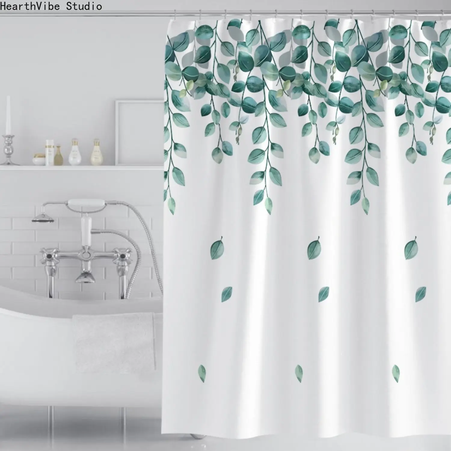 Minimalist Fresh Style Polyester Home Shower Curtain - Waterproof, Thickened, Machine Washable Camping Bathroom Curtain