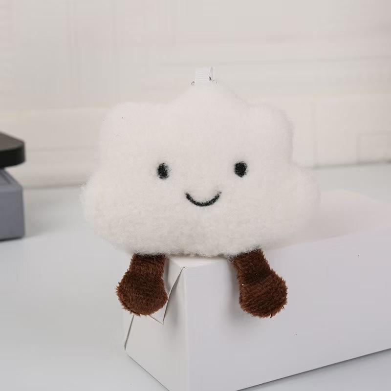 Cute And Creative Cloud Pom-Pom Cartoon Plush Toy Pendant, Smiley Face Fabric Decoration, DIY Accessory Hanging Ornament