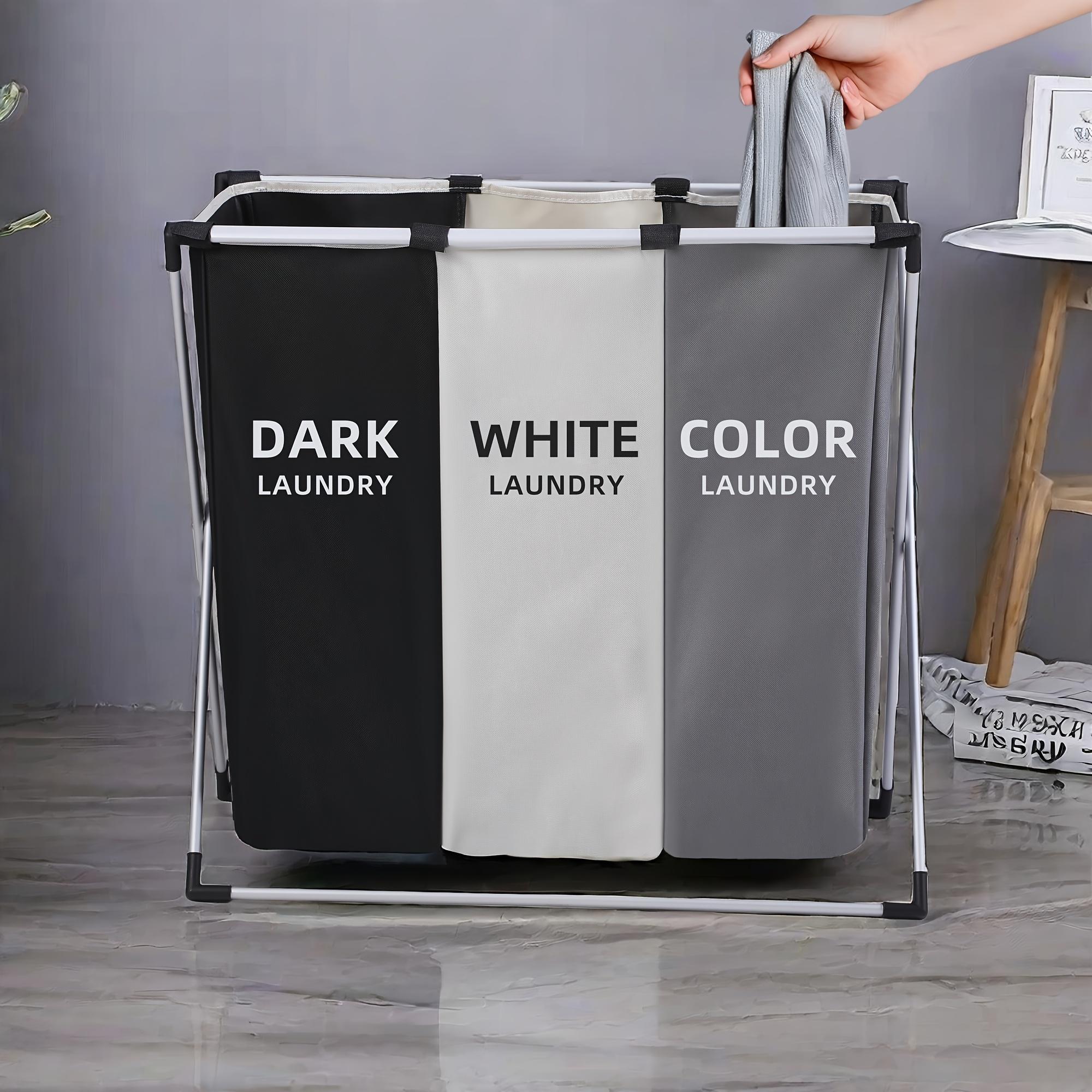 1pc Large Rectangular Laundry Hamper Basket with Handles - Durable Fabric, Dark Grey/White/Black Options, Multi-Component Design for Home, College Dorm, Bathroom & Bedroom - Stylish & Functional Clothes Storage Organizer, Laundry Baskets