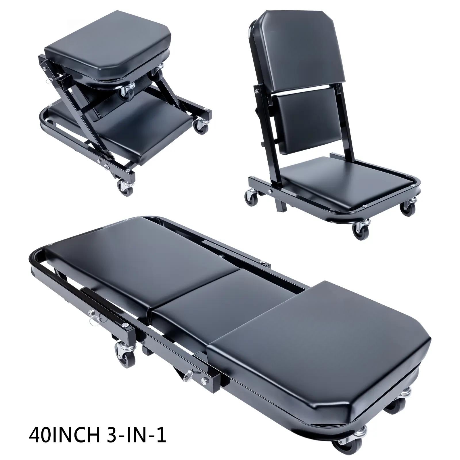 Z-Style Folding Mechanic Creeper |   3-in-1 Multifunctional 300LBS Capacity |   6 Wheels Tool Tray Padded Seat Steel Frame |   Garage/Shop/Home Use # Valentine's Gift # CarRepairTool # GarageEssential