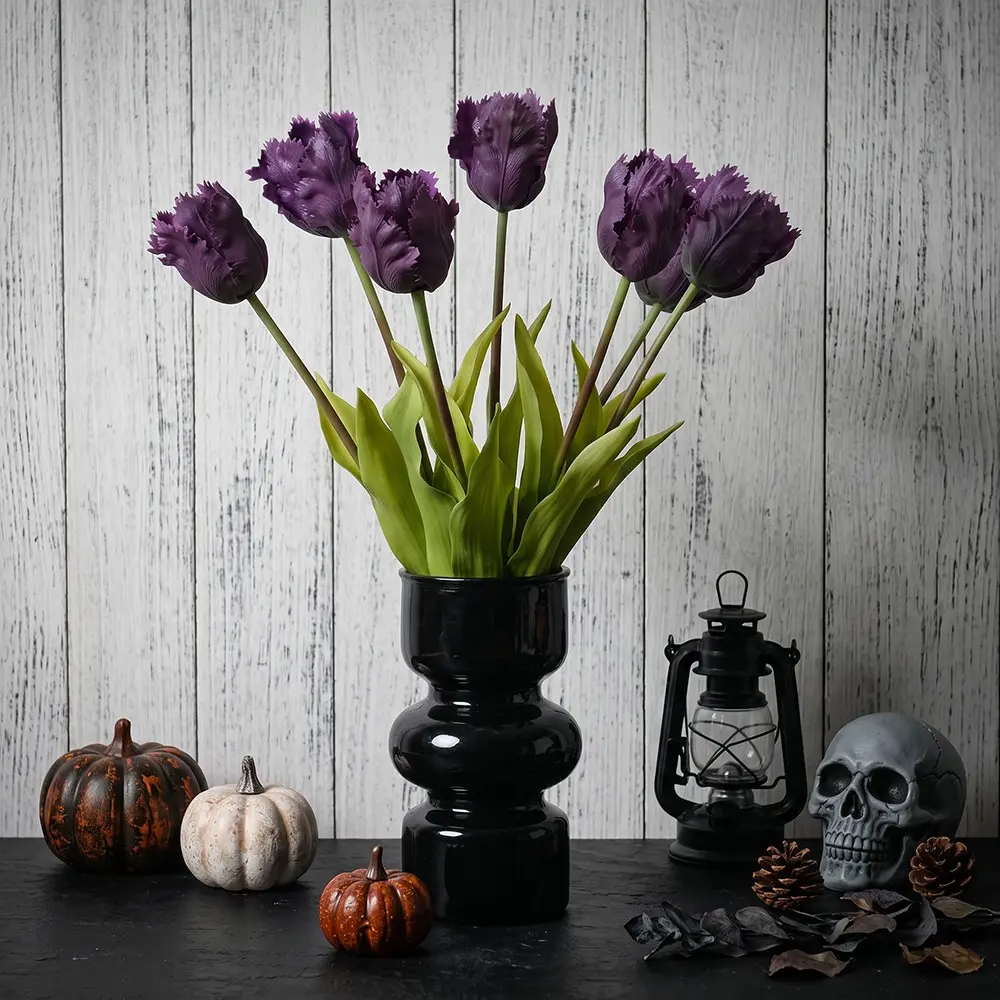 6pcs Halloween Tulip Bouquet, Soft TPE Touch, Indoor Outdoor Fall Decor, Halloween Day of the Dead Home Decoration, Tabletop Display, Party Table Setting