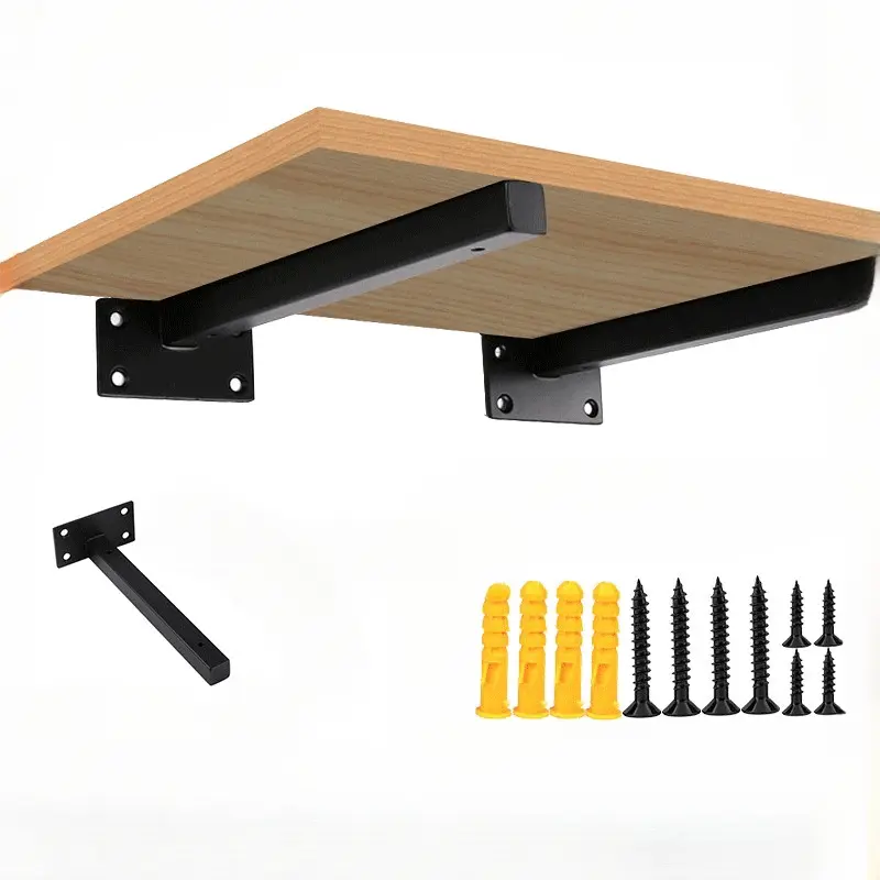 1 Pair Modern Minimalist Stainless Steel Bracket Shelf Support, Straight Load-bearing Shelf Holder, Triangular Wall-Mounted Storage Rack, Scr