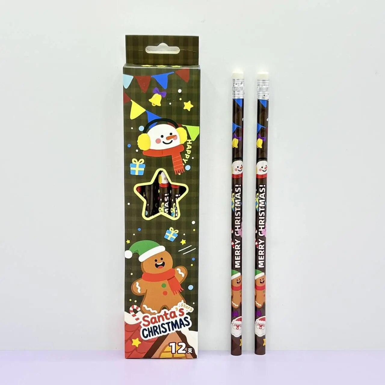 12-Pack Halloween & Christmas Theme Cartoon Pencils, Party Favors, Student Classroom Rewards, Small Gifts, Stationery Supplies