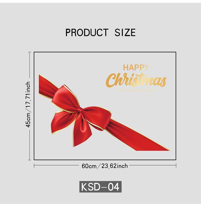 1Pc 45cm * 60cm Christmas Window Sticker, Electrostatic Glass Sticker, a Red Bow Element Pattern, Suitable for Home Windows, Bedrooms, Schools, Restaurants, Offices and Other Holiday Party Supplies Decorations