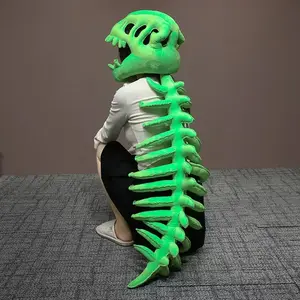 Realistic Dinosaur Skeleton Costume Set for Halloween – Plush Spine Onesie with Headband, Full-Body Dinosaur Outfit for Adults & Party Enthusiasts, Spooky Night Decor for Costume Lovers, USA Festive Vibe