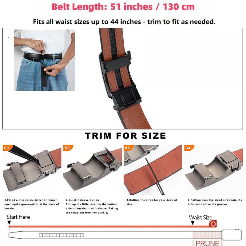 KZZ Mens Belt Leather Ratchet Easy Release Belt Dress and Casual Adjustable Belts for Men's Wear Gift Fathers Gift christmas gifts for him Tailored Fit Anniversaries SpringStatements