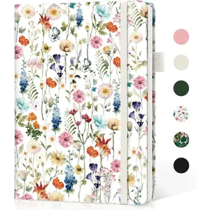 Lined Journal Notebook for Women & Men, Hardcover Leather Journal for writing, A5 College Ruled Notebook for Work & Note Taking, Perfect for Office School Home Supplies, 160 Pages, Garden