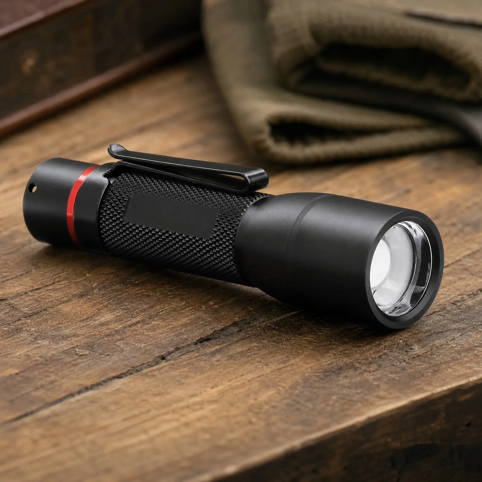 HX5 410 Lumen LED Flashlight with Pure Beam Focusing, Slide Focus, Pocket Clip, Weatherproof, Pocket Sized, BlackGift