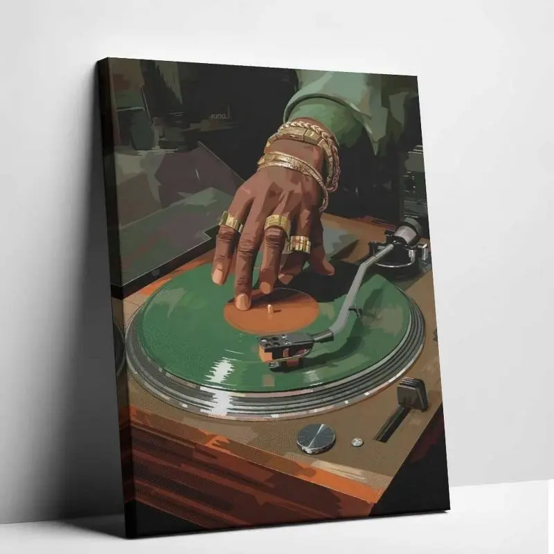 Vinyl Record DJ Wall Art Poster, Artistic Black Man Turntable Print, Aesthetic Hip Hop Room Decor, Hypebeast Wall Art, Streetwear Room Decor, Home Decor Gift