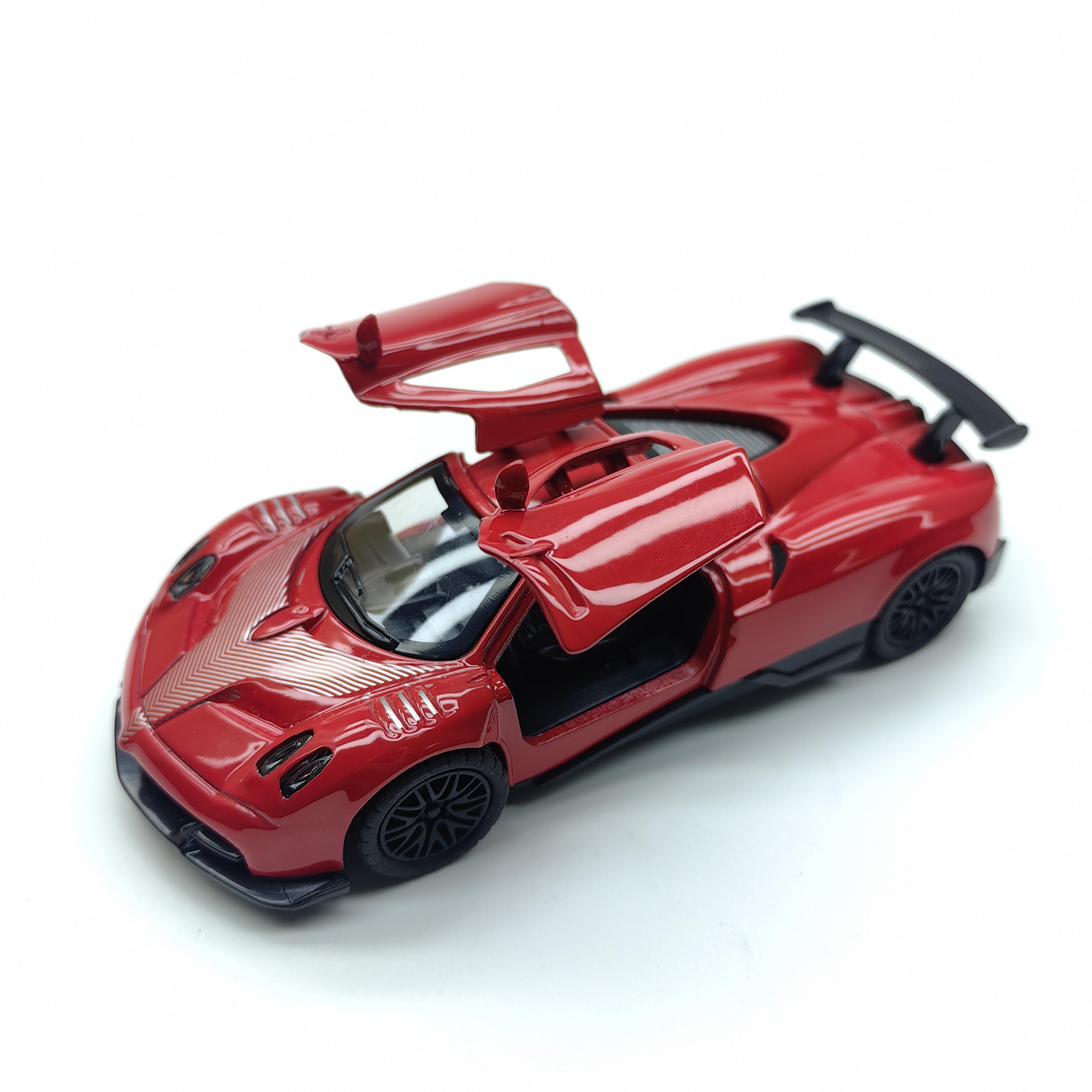 Realistic alloy sports car model, a children's toy car with pull-back function and openable doors, suitable for boys