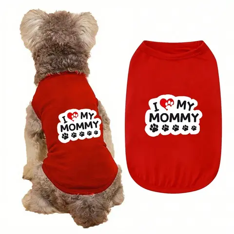 1pc New Valentine's Day Collection soft all season pet vestpet sleeved T-shirt,casual sporty style  printed pet sleeved T-shirt, Clothing