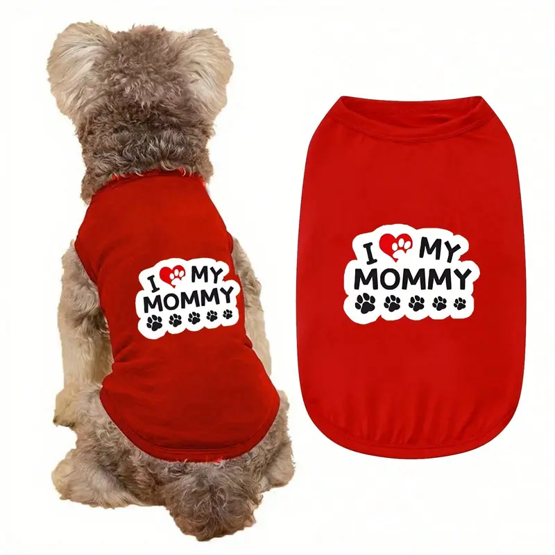 1pc New Valentine's Day Collection soft all season pet vestpet sleeved T-shirt,casual sporty style  printed pet sleeved T-shirt, Clothing