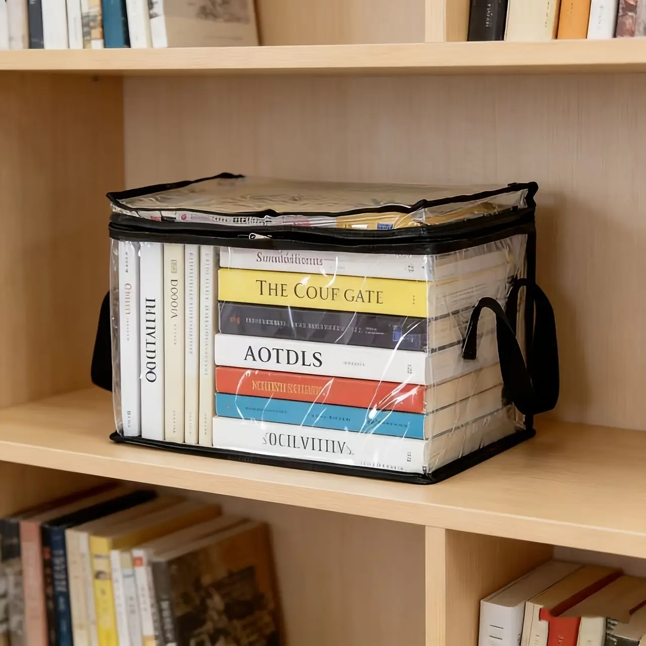 Book Storage Box for Classroom and Home, Transparent Foldable Book Organizer, Dust-Proof Desktop Book Case for Students, Old Books Sorting Tool, Clear Storage Box, Folding Storage Containers, Foldable Organizer Boxes, Dustproof Organizer Boxes