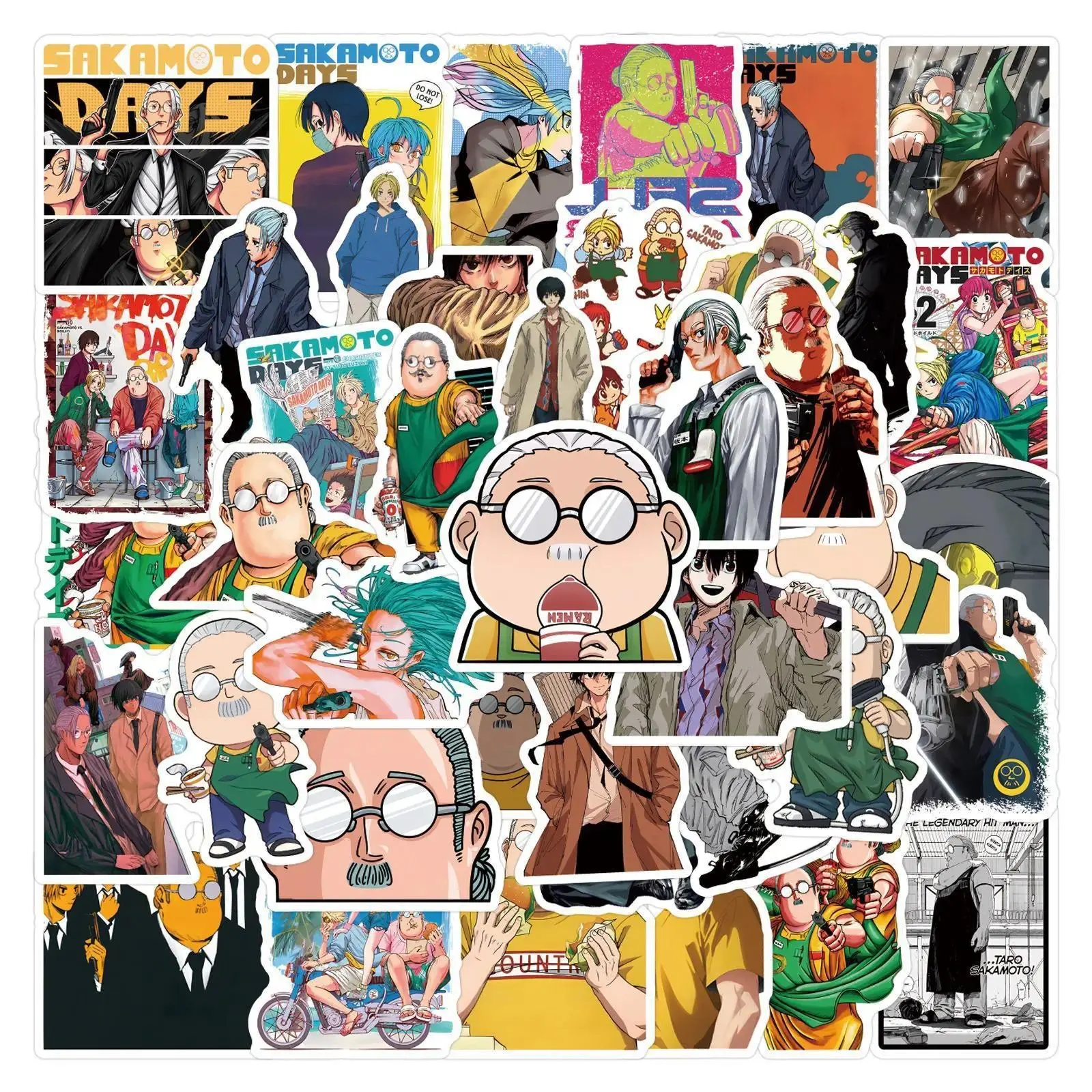 55Pcs Anime Sakamoto Days Waterproof Stickers, DIY Scrapbooking Cover Stickers for Phones, Luggage, Skateboards (2026 Trendy Toy)