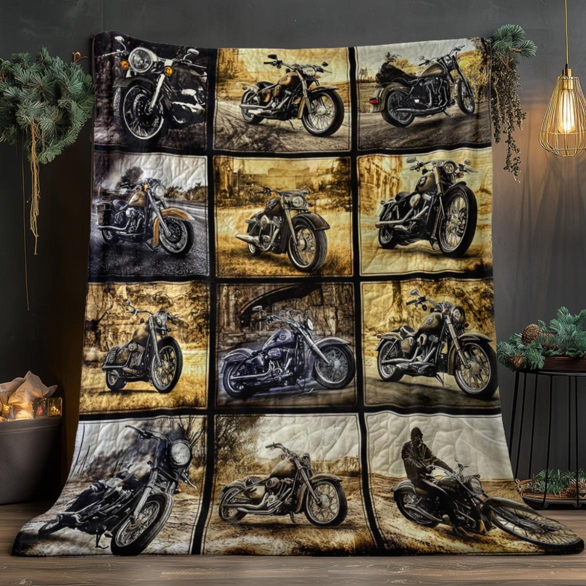 Single Piece Motorcycle Blanket in Grid Design - a Lightweight Bedding Option for Home Use, Perfect for Sofas, Beds, Travel, Camping, Living Rooms, Offices, And Chairs. Made from Soft And Warm Fabric with a Digital Print----Warm Haven Textiles