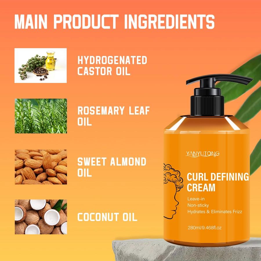 2 bottles of curly hair styling cream, curly hair products, Haircare, specially formulated for wavy and curly hair, enhances luster and fluffiness, contains castor oil and shea butter, moisturizes, soothes frizz