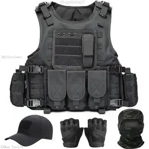 Tactical Vest for Men, Airsoft Vest, Black Molle Vest and Cap Protective Equipment, Tactical Airsoft GearASageLiving27XXMax Tool14DD17CoreComet