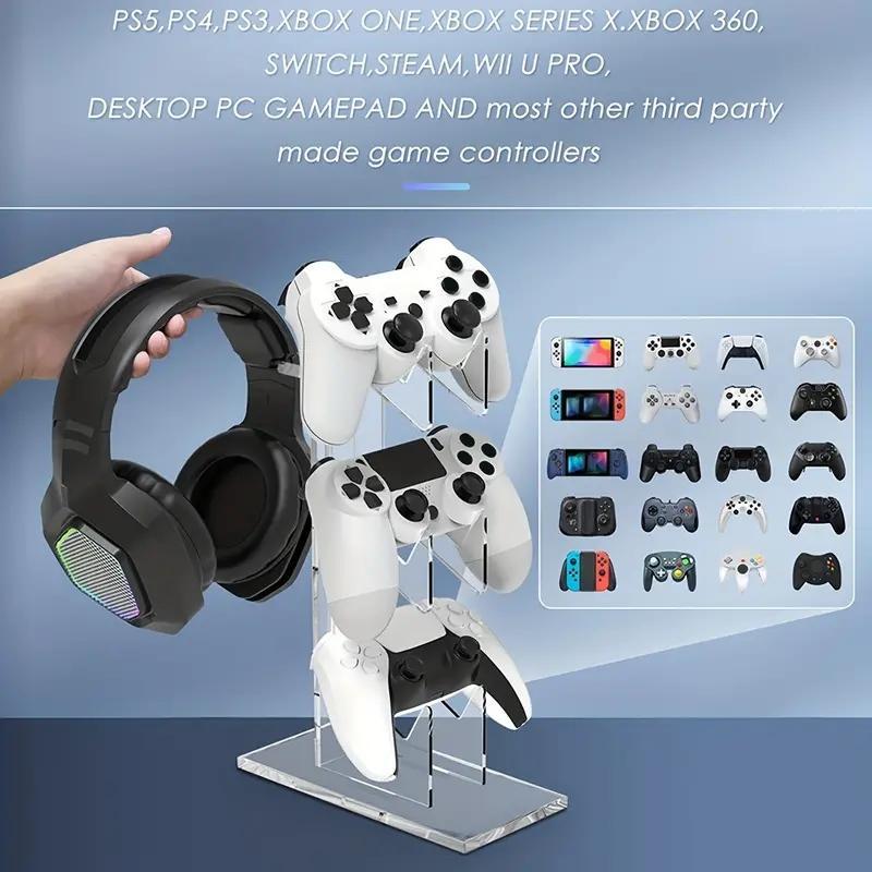 3-layer Game Controller Stand & Headphone Stand, Storage Stand For PS5 S4 Controller, Controller Holder Headset Stand Gaming Accessories, Headphone Hanger