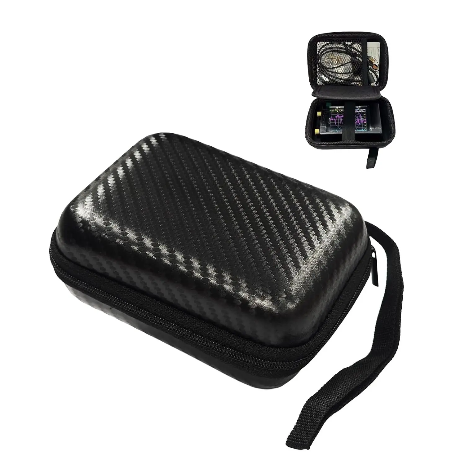 Hard EVA Protective Case for 2.8“ NanoVNA H/TinySA, with Strap | Shockproof  Storage Bag, Store Unit & Accessories, Keep Tidy, Well‑Protected, Convenient for Field Testing