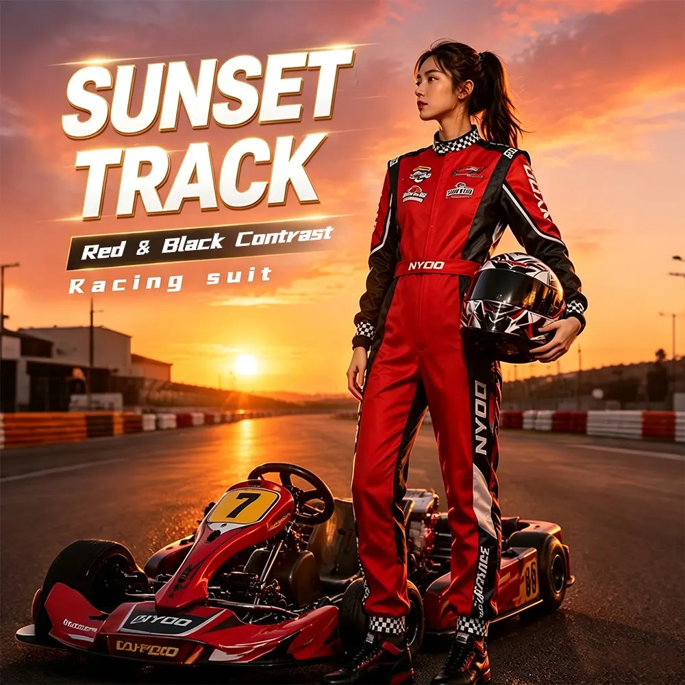 Adult Kart Racing Suit, Durable Breathable One-Piece Race Gear, Fashionable Racing Apparel, Ideal for Track Events & Photography