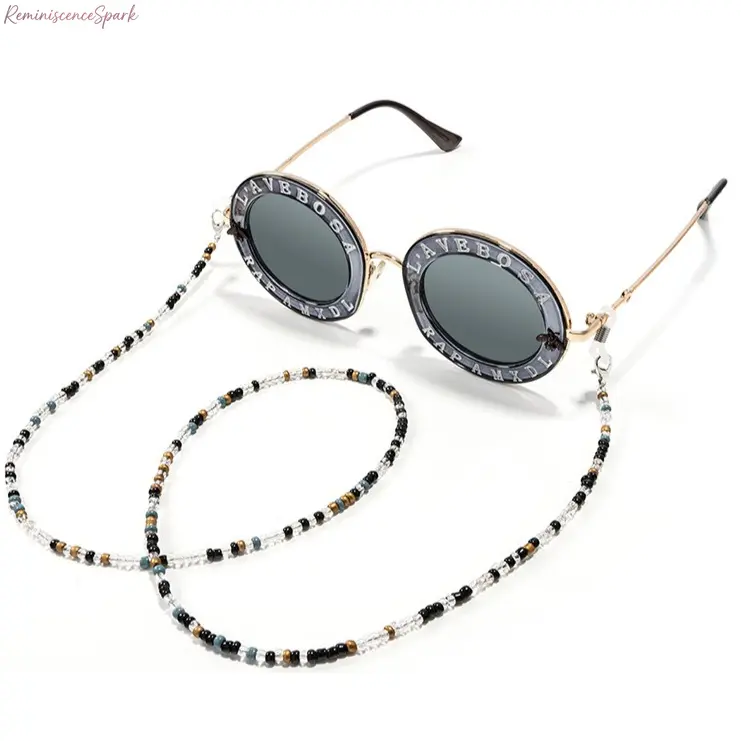 Handmade Mini Beaded Eyeglass Neck Chain, dual-purpose lanyard works as eyewear retainer and mask necklace. Lightweight fashion accessories for back-to-school styling, daily commute, shopping trips and casual outdoor matching