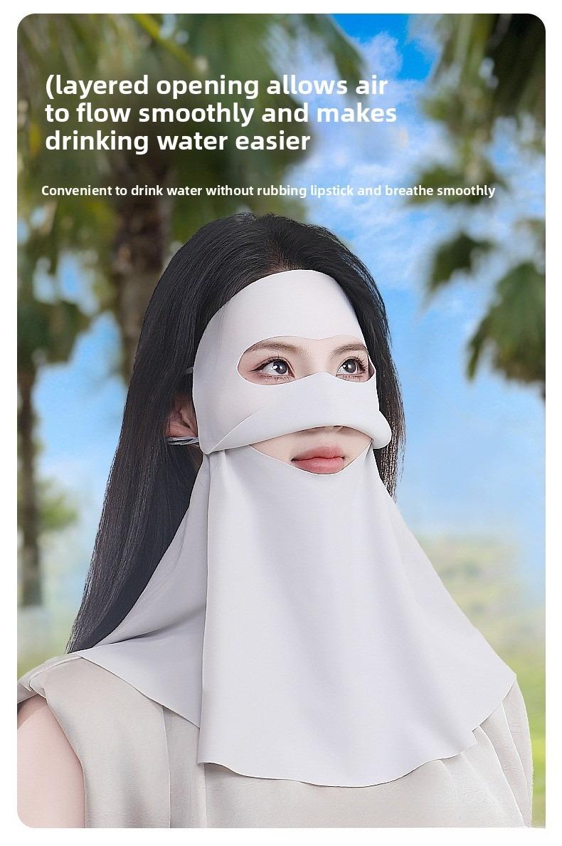 Summer Drinkable Facekini — Full-Face Sun Protection Mask with Neck Guard, UV Blocking, Windproof, Cycling