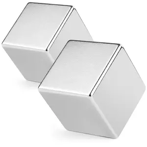 25x25x25mm Super Strong Neodymium Block Magnet, Permanent Magnetic Disc, Powerful Rare Earth Magnets for Fridge Kitchen DIY Craft Office Science - Pack of 2