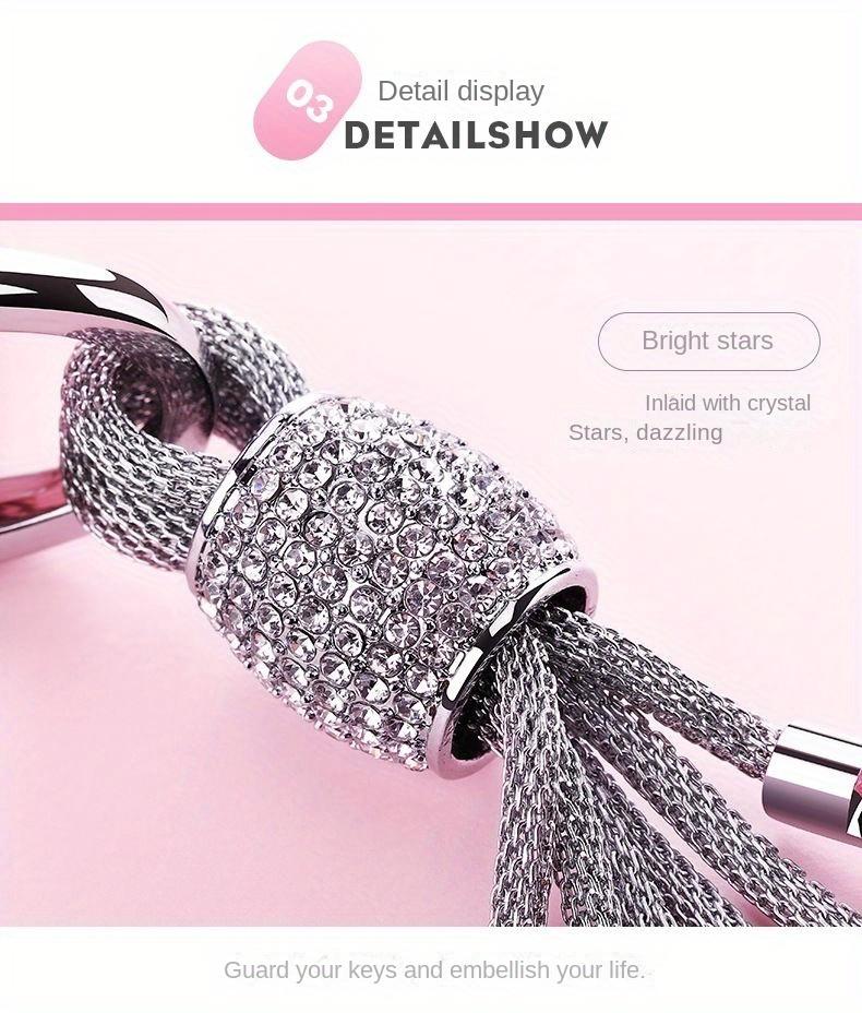 High-End Women's Car Keychain with Horseshoe Buckle, Suitable for BMW and for Mercedes-Benz Key Accessory Cord, Featuring High-Grade Artificial Diamonds