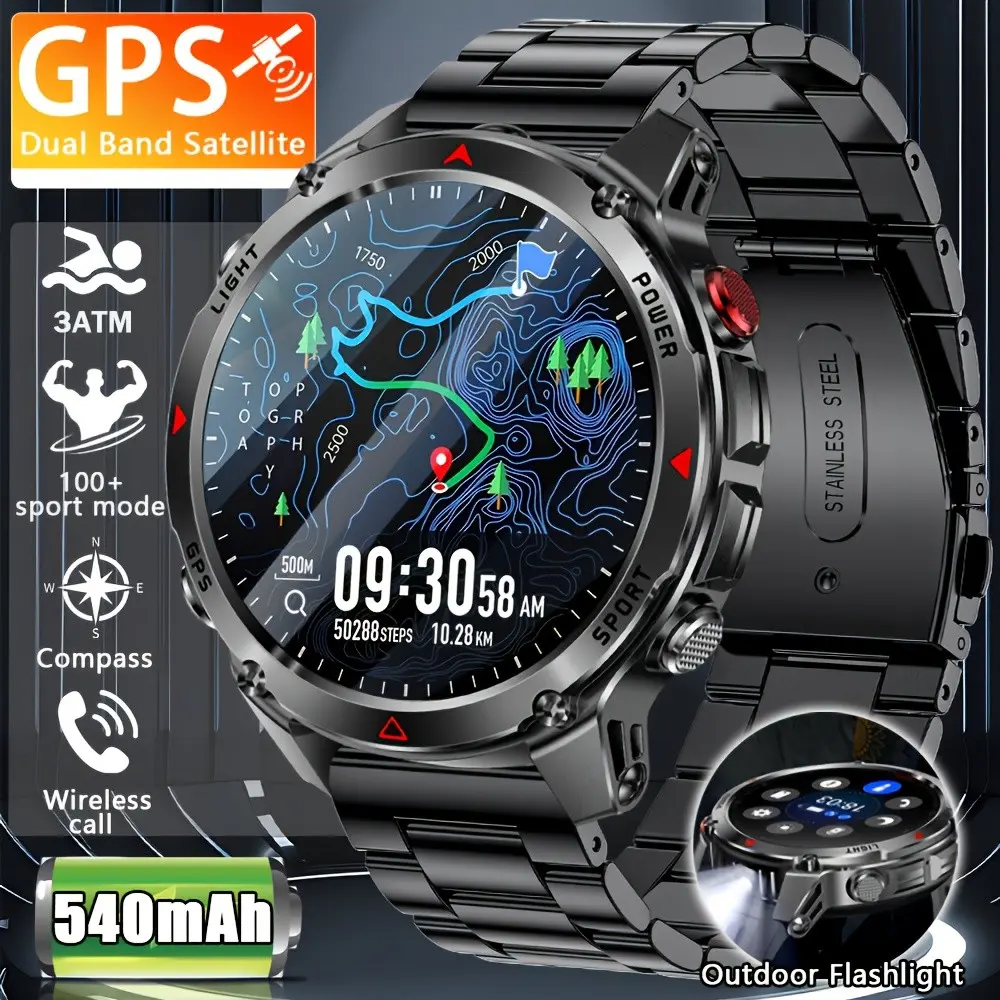 2026 New Smartwatch, 1.46 Inch HD Display, Large Battery, Outdoor Compass, Wireless Calling, LED Flashlight, Voice Assistant, Men's Watch, Multiple Sports Modes, Fitness Tracker, Christmas, Halloween Theme