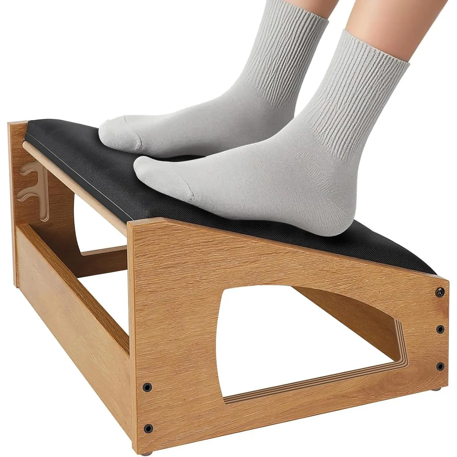 Ergonomic Foot Rest, 4 Adjustable Height Foot Stool,Footrest Under Desk， Soft Cushions,Foot Rest Office,Improving Posture, Promoting Blood Circulation（Natural）