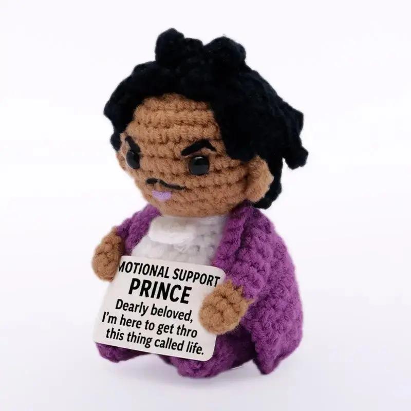 Emotional Support Prince Crochet Doll Handmade Comfort 3D Plush Collection Stuffed Animals Unique Appearance Soft Cozy Feel.