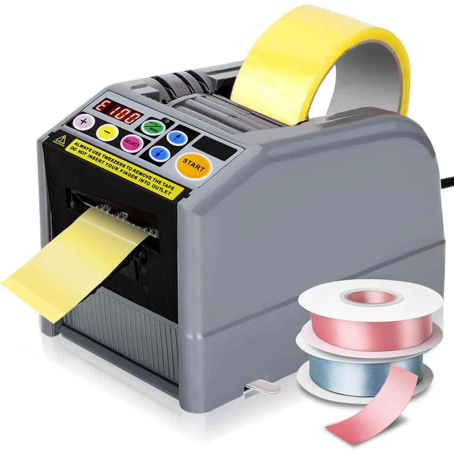 Ribbon Cutting Machine, Automatic Tape Dispenser Cutting 6-60mm Width 999mm Max Cutting Length, Electric Tape Cutting Machine for Office Shipping, Businesses, Home Use
